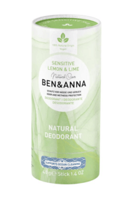 Déodorant Tube Carton - Peau Sensible - Lemon & Lime - Ben & Anna - 40g